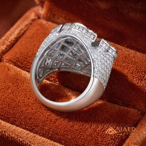 <b>Mens</b> Moissanite Cross Signet <b>Ring</b> Iced Out Hip Hop Engagement Statement <b>Ring</b> Baguette Round Cut Gold Plated <b>Silver</b> Luxury Gift - Product Image 3