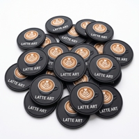 Patch en caoutchouc 3D et emblème rond en PVC souple, thème Slow Brew, pour fournisseur de marques, pour uniforme de barista, tablier et casquette