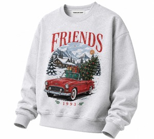 Sudadera Unisex con Cuello Redondo de Friends MFG Group, Estampado Navideño de Auto Rojo, Corte Regular, Informal de Invierno, Diseño Personalizado - Product Image 5