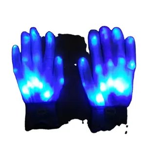 LED eldiven sahne Glow renkli iskelet eldiven dans kulübü sahne Light Up oyuncaklar parlayan benzersiz Led parti dekorasyon