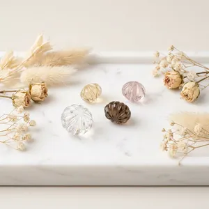 Pierre précieuse naturelle en améthyste sculptée en forme d'oignon, citrine, 20x20mm, 15x15mm, taille fleur, pierre brute pour la fabrication de bijoux - Marque Mugalart - Product Image 3