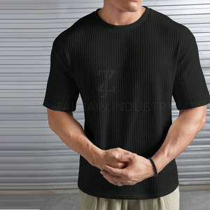 T-shirt gaufré pour homme le plus vendu – Mélange de coton doux, manches courtes, décontracté, pour le quotidien, coupe confortable, tissu respirant, style tendance - Product Image 5