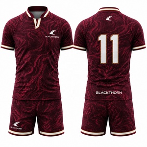 Conjunto de Camiseta de Fútbol para Hombre, Manga Corta, Cuello en V, Uniformes de Fútbol Sublimados, Kit de Equipo, Absorbe la Humedad, Transpirable, Elástico en Cuatro Direcciones - Product Image 3
