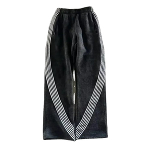Custom Acid Wash Canvas Straight Lightweight High <b>Elastic</b> <b>Waist</b> Joggers Streetwear Casual Sportswear Side Stripes Sweat Pants - Product Image 1