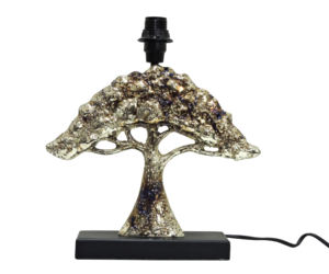 Lampe de table artisanale en aluminium argenté - Luminaire d'appoint sculptural moderne style bonsaï avec base noire pour la décoration de maisons et de bureaux de luxe - Product Image 3