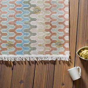 Hand Knotted Wool Oushak <b>Rug</b> | Pastel <b>Boho</b> Geometric Turkish Carpet Stain Resistant Anti-Slip Machine Washable for Home Exercise - Product Image 3