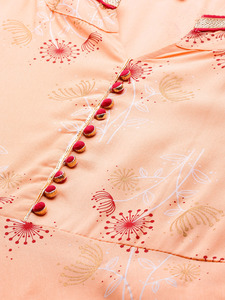 ชุดเดรส Anarkali ผ้าวิสโคสลายดอกพีช คอวี แขนสามส่วน ไซส์ใหญ่ สไตล์ลำลองสำหรับผู้หญิง ขายส่ง - Product Image 4