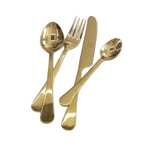 Ensemble de couverts en acier inoxydable plaqué or de qualité supérieure résistant à la rouille pour les repas et les occasions spéciales en acier miroir - Product Image 1