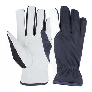 Gants de travail de sécurité en cuir durables, anti-chaleur, avec logo personnalisé, lavables, pour mécaniciens, de la marque BS Construction, avec manchette élastique résistante. - Product Image 2