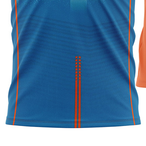 Custom Sublimated <b>Soccer</b> Jersey Men Orange Blue Gradient Crew Neck Short Sleeve Moisture Wicking Lightweight Color Blocked - Product Image 4