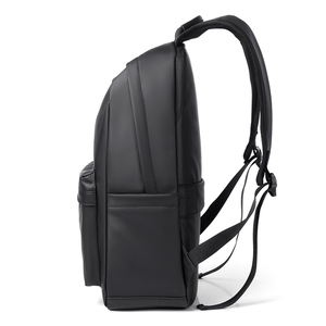 Minimalist PU Leather Anti-theft <b>Backpack</b> Zipper Closure Water Resistant 20-39L Capacity Polyester <b>Computer</b> Interlayer Unisex - Product Image 3