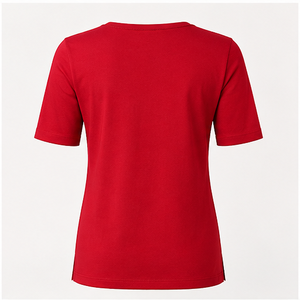 Camiseta Roja para Mujer, Cuello en V, Manga Corta, Corte Regular, WTS-0087 - Product Image 2