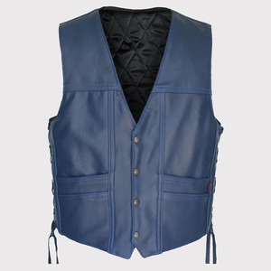 Men <b>Navy</b> Blue Genuine Leather Cruiser Vest Classic Modern Style <b>Waistcoat</b> <b>Navy</b> Blue Leather Cruiser Vest - Classic Style, Modern - Product Image 1