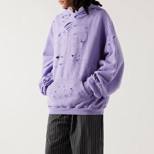 Sweats à capuche déchirés élégants pour hommes, coupe ample, pour usage extérieur - Product Image 4