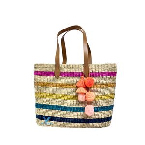 Hot Selling Beach <b>Handbag</b> Handmade Seagrass Cotton Woven Tote Bag Natural Fiber <b>Boho</b> Summer Vacation Shopping Bag - Product Image 4