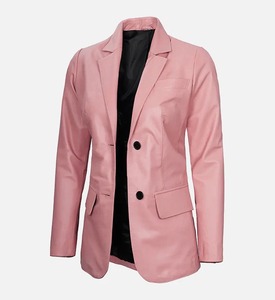 Blazer Largo de Cuero Genuino Negro para Mujer, Cierre Doble, Diseño Sólido, Estilo Casual Otoñal, Corte Entallado, Ligero y Transpirable - Product Image 5