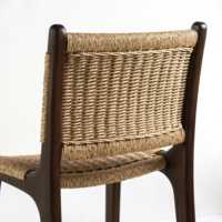 Tabouret de bar en teck d'extérieur, siège et dossier en corde naturelle tressée à la main, style scandinave bohème, pour patio, jardin, piscine, hôtels, villas, artisanat de Jepara