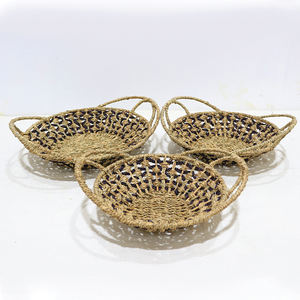 Juego de bandejas multifuncionales de mimbre rústico tejido a mano para cocina y sala de estar, ecológico - Product Image 5