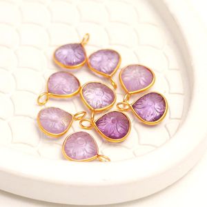 Colgante de Flor de Amatista Rosa Natural, Plata de Ley 925, Tallado a Mano, Gema en Forma de Corazón, para Fabricación de Joyas, Venta al por Mayor, 12MM - Product Image 1