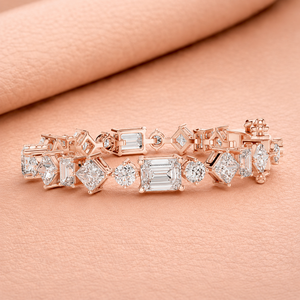 Geometric Natural Diamond Tennis Bracelet Silver Plated 14KT IGI Certified VVS1-VVS2 Clarity E Color Bridal Jewelry <b>Gift</b> Women - Product Image 1