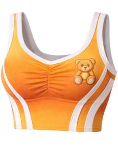 ชุดเซ็ตกระโปรงสองชิ้นสีส้มไล่เฉดสำหรับผู้หญิง เสื้อครอปแขนกุด กระโปรงมินิเอวสูง ผ้าสเตรช ชุดน่ารักสำหรับฤดูร้อน - Product Image 2