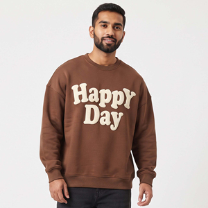 Custom Puff Printed <b>Men</b> Drop Shoulder Sweatshirt Crew Neck Cotton Fleece Pullover <b>Top</b> <b>Men</b> Winter Wear Long Sleeve <b>Sweat</b> Tee - Product Image 1