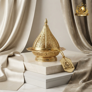 Silver And Gold Hammered Metal <b>Bowl</b> <b>With</b> Star Pattern Dome <b>Lid</b> And Crescent Moon Finial Footed Tableware Accent - Product Image 4