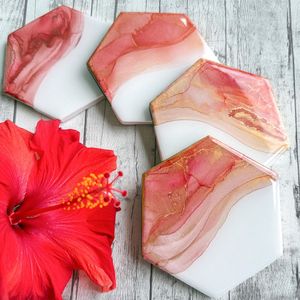 Minimalist Resin <b>Coasters</b> in Oval and Round Shapes for Stylish Tabletop for Promotional Use - Product Image 5