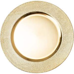 Assiette de présentation ronde en laiton avec bord tressé – Vaisselle haut de gamme en gros pour la décoration de tables d'hôtels, restaurants et banquets - Product Image 1