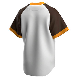 Maillot de baseball blanc, marron et orange à col en V, manches courtes, anti-humidité, unisexe, vêtement de sport pour adulte, coupe classique - Product Image 3