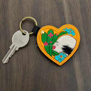 Women's Heart Shape Premium Handmade Cow <b>Leather</b> <b>Keychain</b> Western Designer Tooled Genuine <b>Leather</b> Key Fob Holder Perfect Gift - Product Image 5