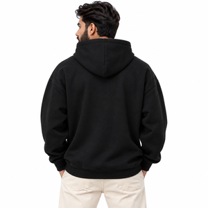 Sudadera con Capucha para Hombre, Informal, Color Gris Sólido, Corte Regular, Manga Larga, Bolsillo Delantero, 500 GSM, Talla Grande, 100% Algodón, Otoño - Product Image 3