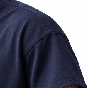 T-shirt à manches courtes pour homme, bleu marine, col rond, coupe classique, couleur unie, jersey de coton, vêtements décontractés - Product Image 4
