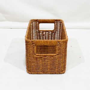Natural Rattan Storage <b>Basket</b> Handwoven Shelf Organizer with <b>Handles</b> - Product Image 2