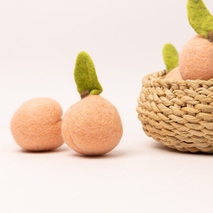 <b>Wool</b> Felt Peach Fruits Handmade <b>Craft</b> Supplies 3cm 5cm Felted Fruit with Leaf Fair Trade Wholesale Bulk - Product Image 4