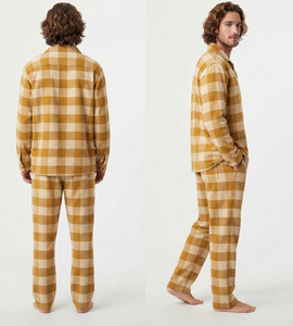 Conjunto de Pijama de Franela 100% Algodón para Hombre, Camisa a Cuadros con Botones, Conjunto de Pijama de Franela de Alta Calidad para Hombre - Product Image 5