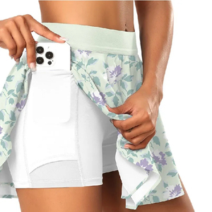 Jupes de tennis pour femmes, séchage rapide, haute élasticité, respirantes, anti-UV, sans coutures, sur mesure, imprimées de fleurs, pour femmes - Product Image 3
