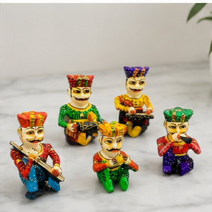 Handmade <b>Stone</b> Folk Art Figurine Set <b>Painted</b> Traditional Musician Characters Decorative Collectible Showpiece - Product Image 4