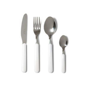 Set di posate Excelsa 24 pezzi in acciaio con manici bianchi, stile moderno - Product Image 1