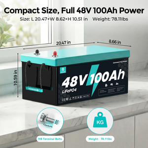 แบตเตอรี่ 48V 100Ah 5.12kWh LiFePO4 เกรด EV เซลล์เกรด A 6000 รอบการใช้งาน 100A BMS ป้องกันการชาร์จเกิน ป้องกันความร้อนเกิน สำหรับโซลาร์บ้าน - Product Image 2
