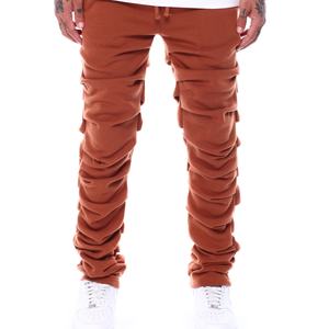 Men's Rust <b>Brown</b> Sweatpants Elastic Waist Drawstring Casual <b>Joggers</b> 100% Cotton Midweight Knitted Fabric Autumn Wear - Product Image 4