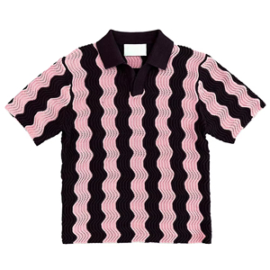 Camiseta de fútbol de malla a rayas con logo personalizado, manga corta, holgada, de punto de ganchillo, con letras, camiseta de fútbol de malla de ganchillo con ondas - Product Image 3