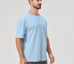 T-shirt en coton épais pour homme OEM, couleur unie, tee-shirt vierge, logo personnalisé, manches courtes, streetwear basique, qualité supérieure - Product Image 2
