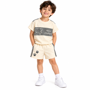 Conjunto de Verano para Niños, Camiseta y Pantalones Cortos con Estampado de Dibujos Animados, Manga Corta, Cuello Redondo, Ropa Infantil - Product Image 1