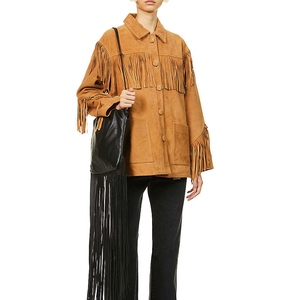 OEM Custom Service Long Length Women's <b>Leather</b> Fringe <b>Jacket</b> With Western Style Wholesale Fashionable Design Fringe <b>Jackets</b> - Product Image 5