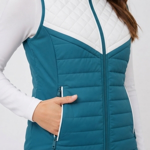 Chaleco Acolchado de Punto para Mujer, Ligero, Casual, sin Mangas, Diseño Acolchado, Cierre Frontal Completo, Cuello Alto, Ecológico - Product Image 6