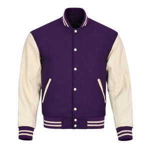 Veste universitaire unisexe violette avec manches en spandex/polyester, fermeture boutonnée, style décontracté, coupe classique, couleur unie, printemps - Product Image 1