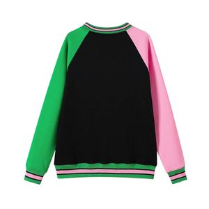 เสื้อสเวตเชิ้ตคอกลม AKA สีชมพู เขียว ดำ ผ้าเชนิลล์ ปักลายตราสัญลักษณ์  แบบยูนิเซ็กส์  ไซส์มาตรฐาน  ผ้าฟลีซ  สไตล์ลำลอง  เสื้อผ้ากรีก - Product Image 4