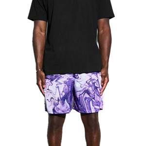 Pantalones Cortos Casuales para Hombre, Color Morado, Estampado Tie Dye, Secado Rápido, Cintura Elástica, Largo Medio, 100% Poliéster, Impresión por Sublimación - Product Image 4