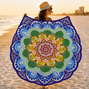ผ้าเช็ดตัวชายหาดทรงกลมพิมพ์ลายสวยงาม ดีไซน์ใหม่ล่าสุด ขนาดใหญ่พิเศษ ราคาขายส่งที่ดีที่สุดในอินเดีย - Product Image 3